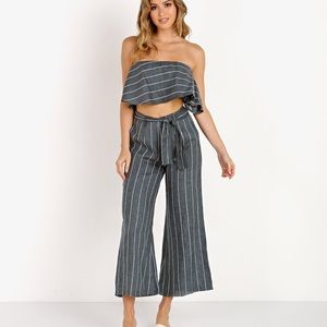 Faithfull the Brand Two-Piece Set Blue with White Stripes — Size 8